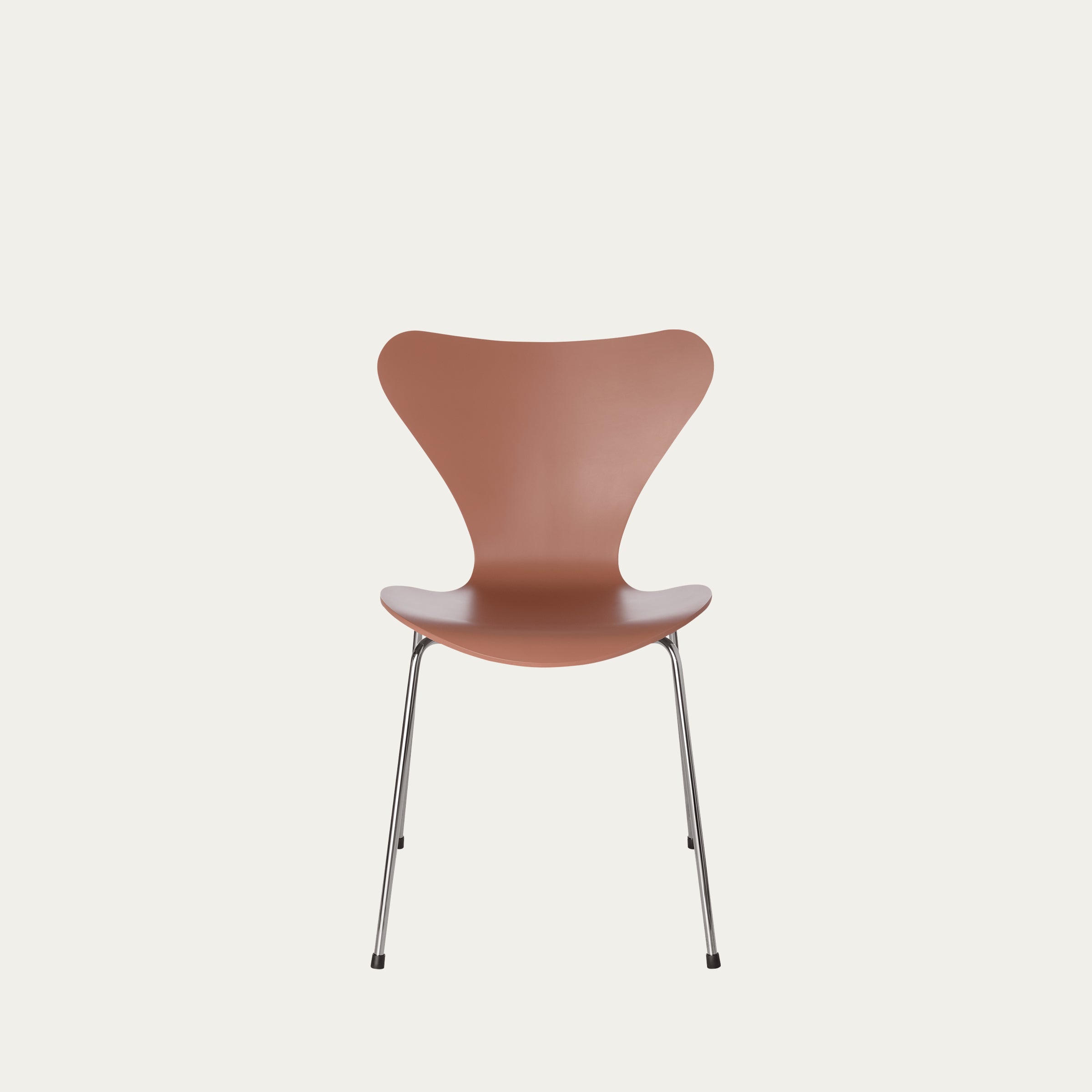 Cognacfarbener 3107 Stapelstuhl von Arne Jacobsen mit ergonomischer Sitzform und Stahlbeinen
