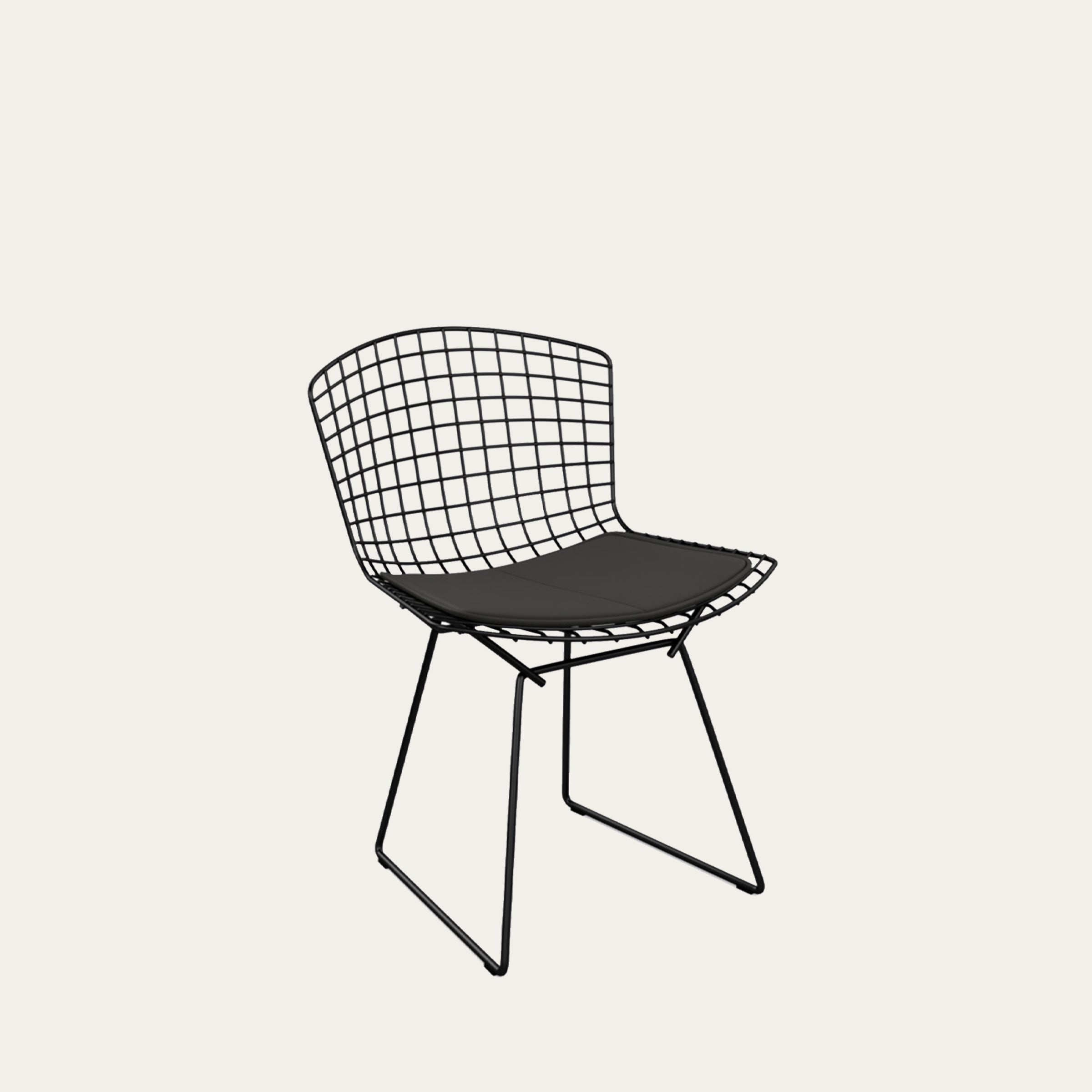 Schwarzer Bertoia Side Chair von Harry Bertoia aus Drahtgeflecht mit schwarzem Sitzkissen