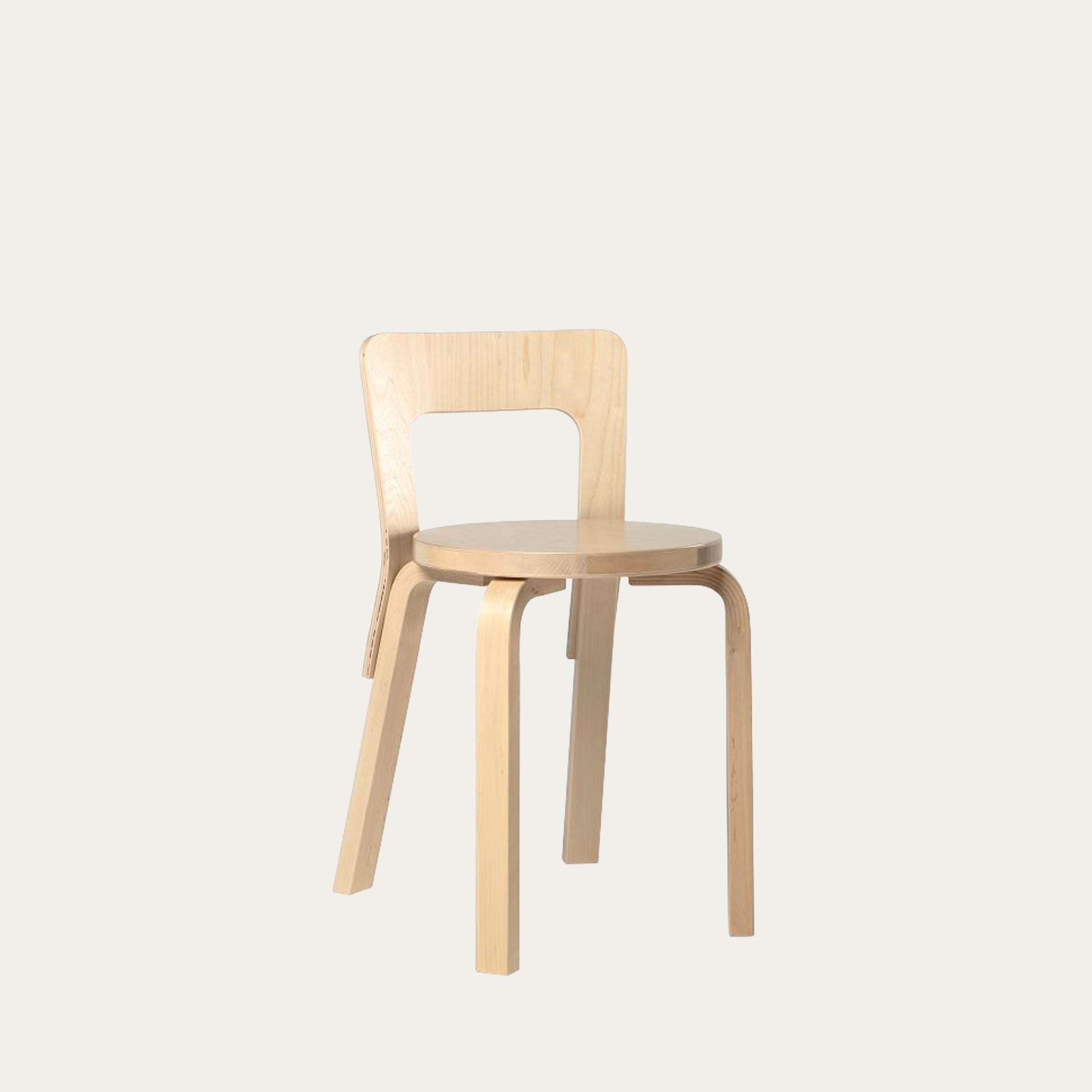 Naturfarbener Chair 65 von Alvar Aalto 1935 aus gebogenem Sperrholz mit ikonischer Rückenlehne