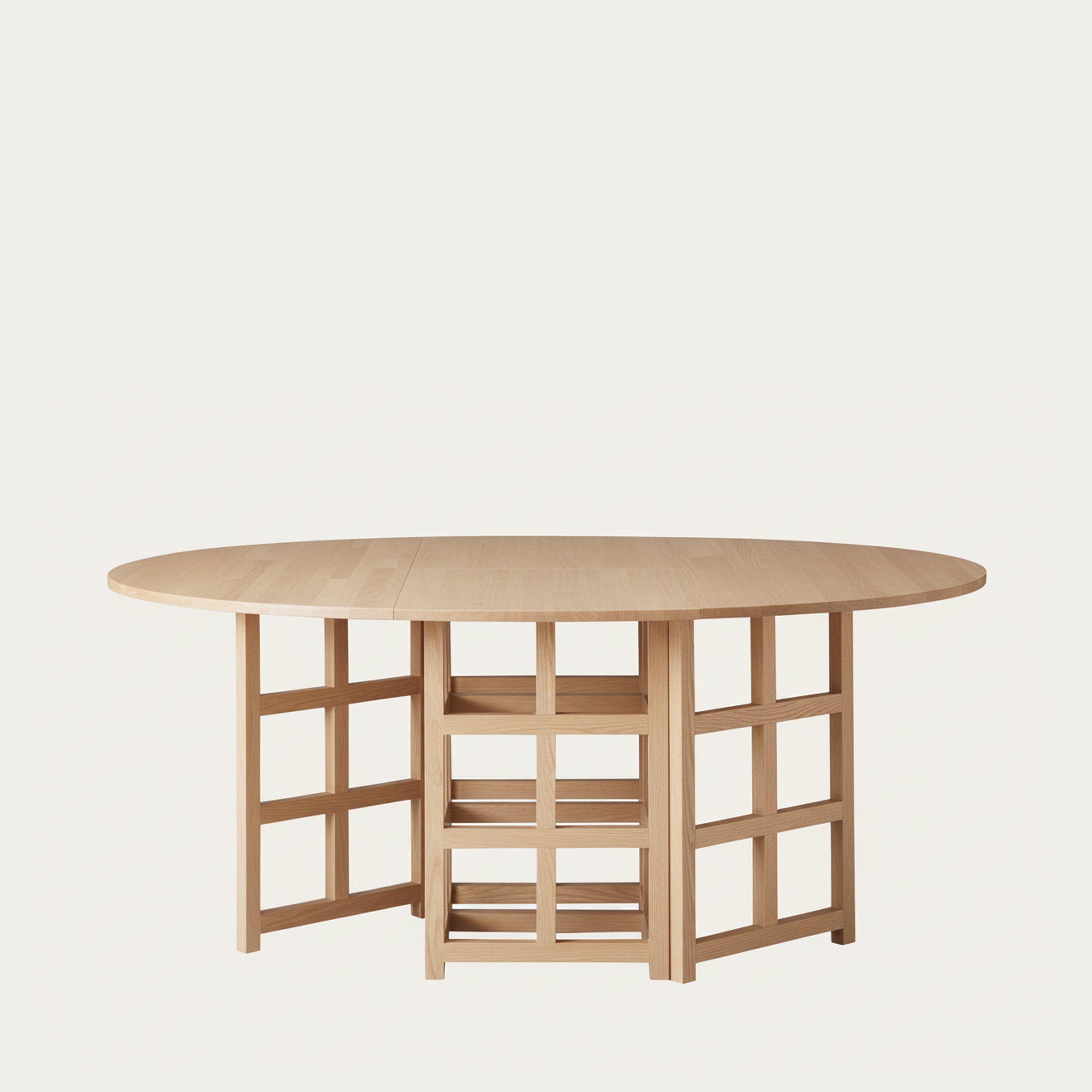 D.S.1 Klapptisch von Charles Rennie Mackintosh 1918 in heller Holzausführung mit ovaler Platte und architektonischem Untergestell