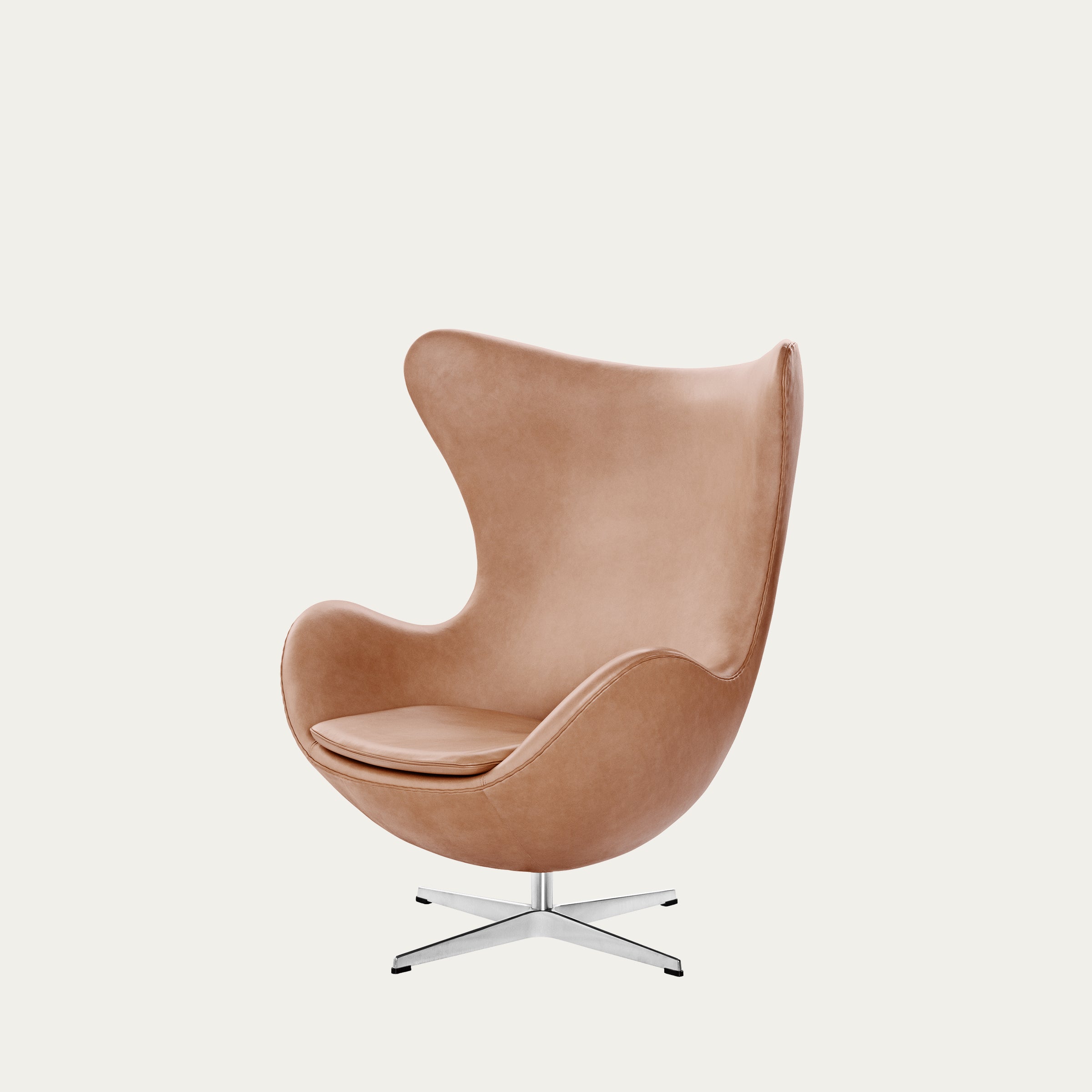 Egg Chair von Arne Jacobsen 1958 mit hellbraunem Leder, skulpturale Form, ikonisches Mid-Century Design