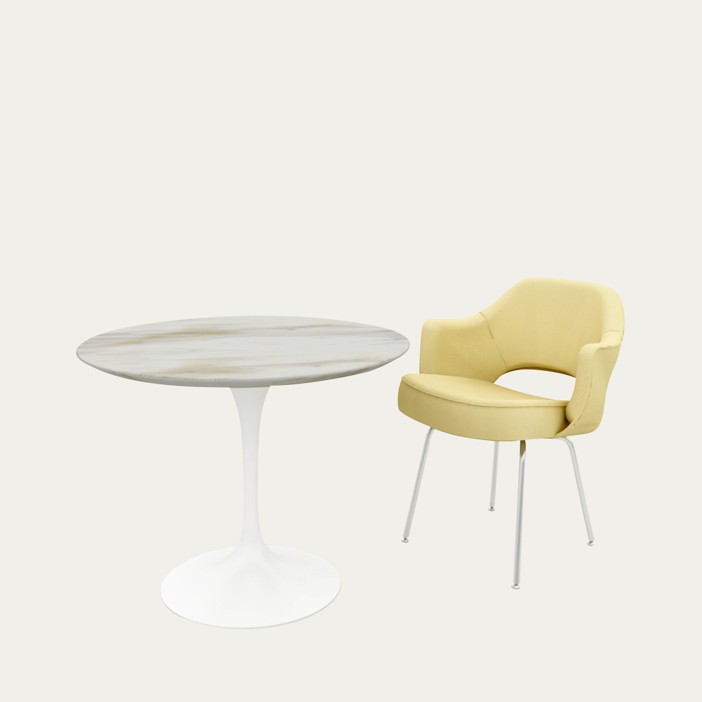 Draufsicht auf den Executive Chair von Eero Saarinen 1946 mit kompakter, organischer Sitzform