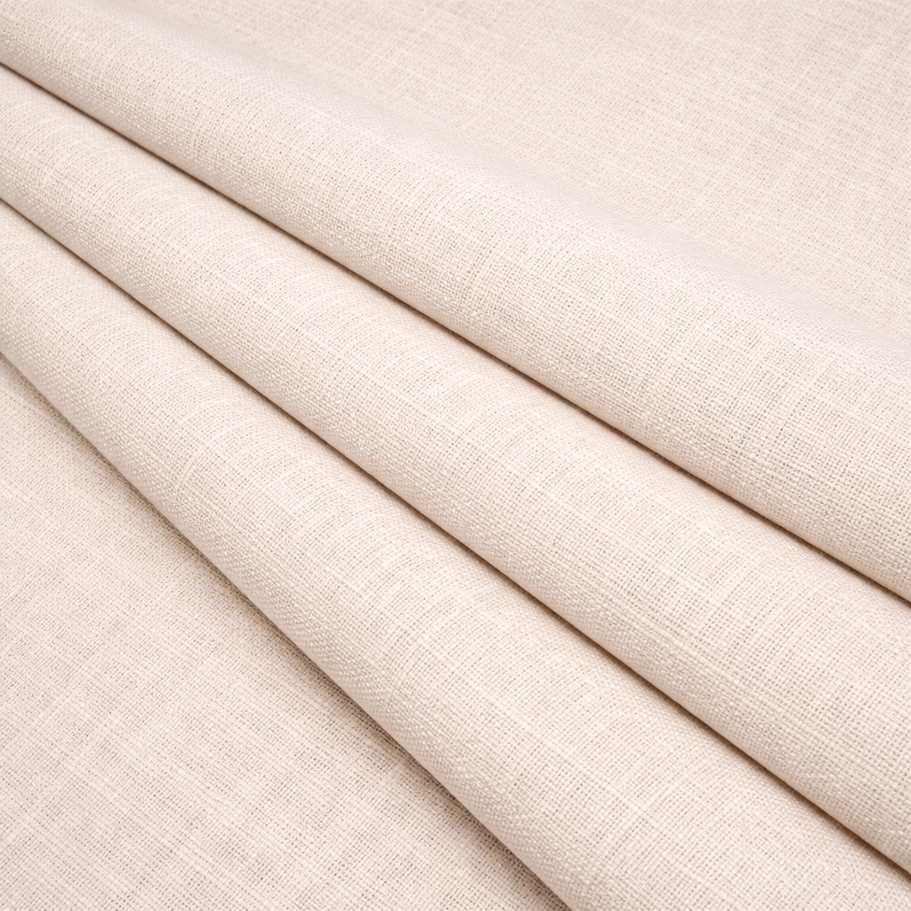 Mistolino Baumwoll-Leinenstoff in hellem Naturton mit feiner, gleichmäßiger Webstruktur und natürlicher Textiloptik
