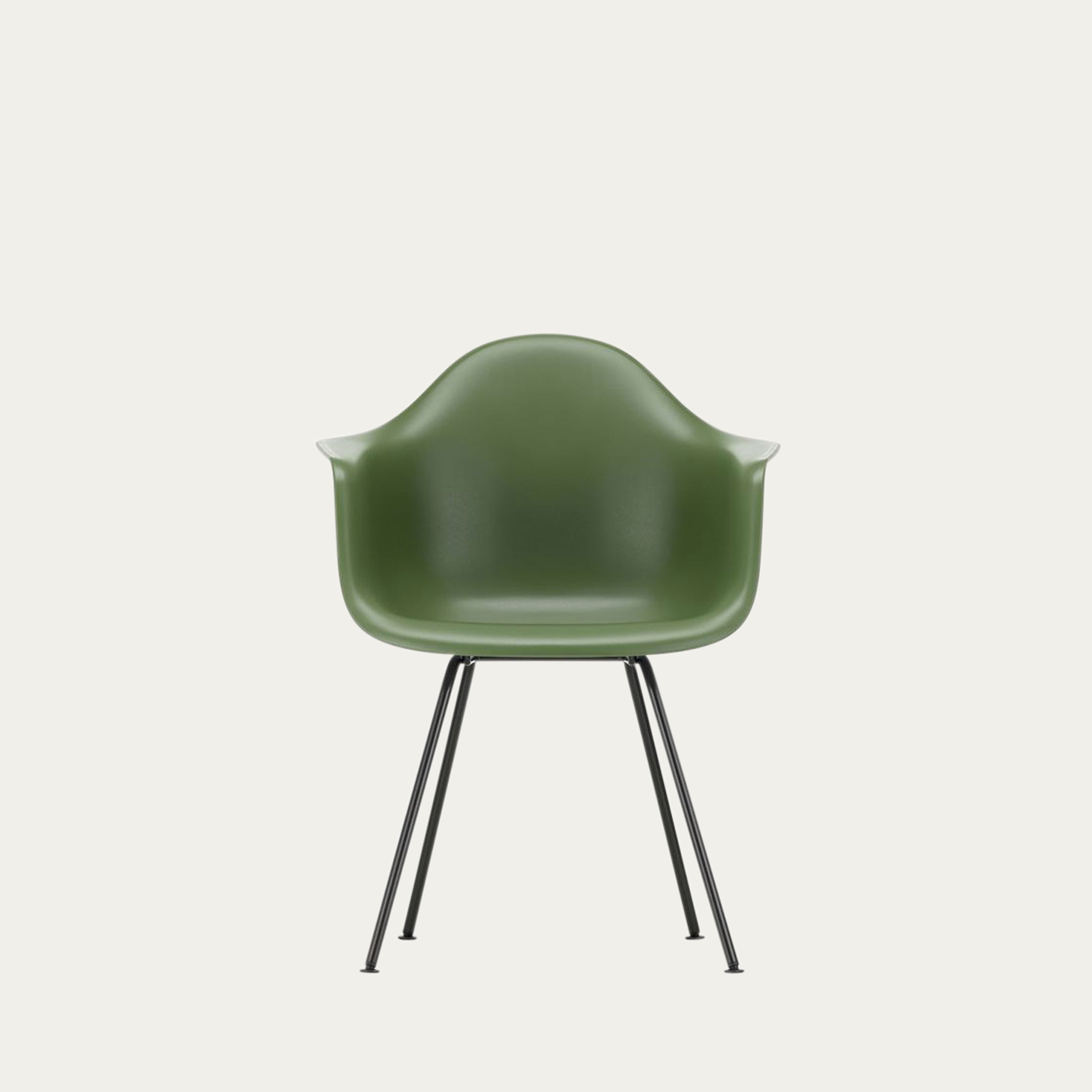 DAX Designstuhl von Charles & Ray Eames mit grüner Fiberglas-Sitzschale und pulverlackiertem Metallgestell