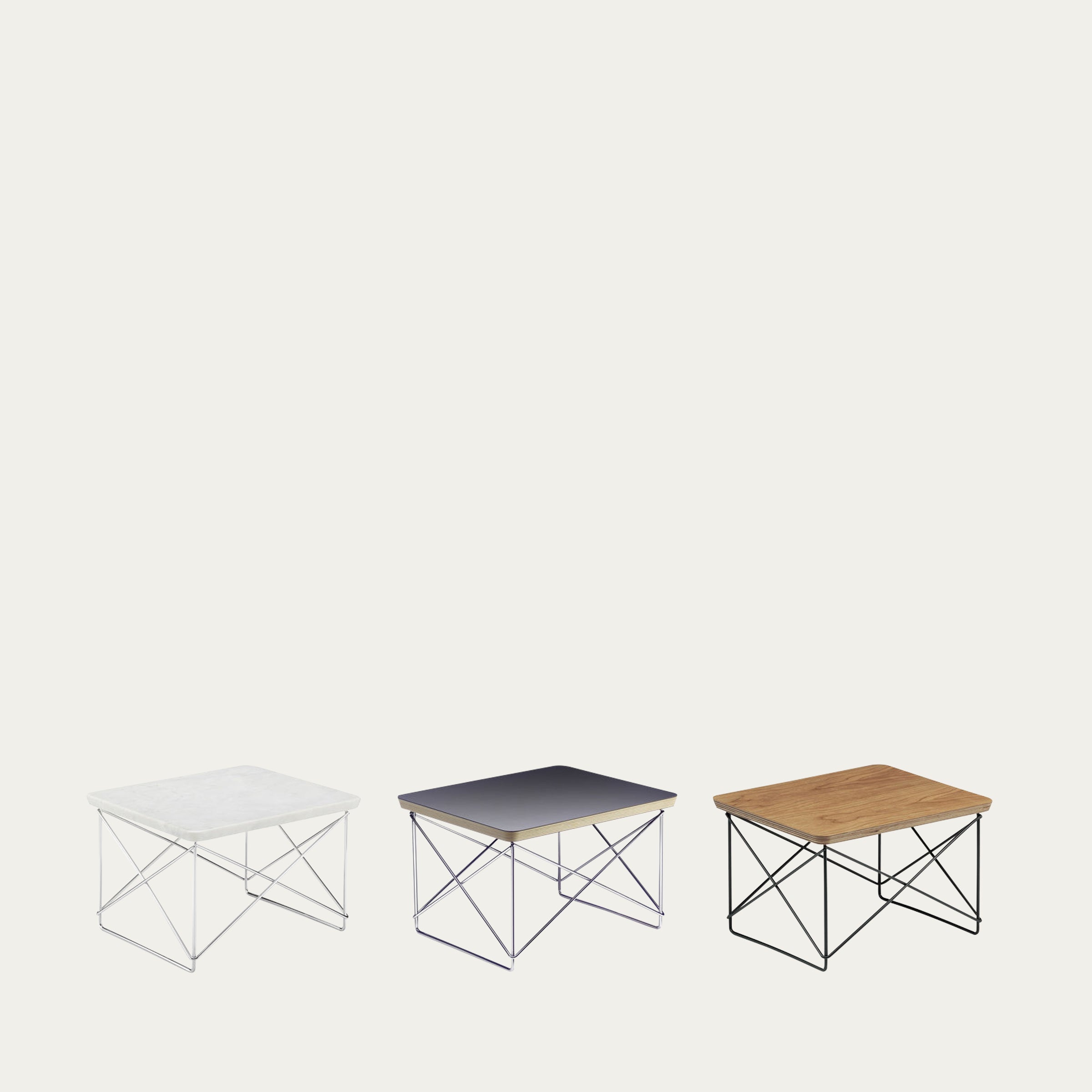 LTR Beistelltisch von Charles & Ray Eames mit quadratischer Tischplatte und filigranem Drahtgestell, Mid-Century Modern Design