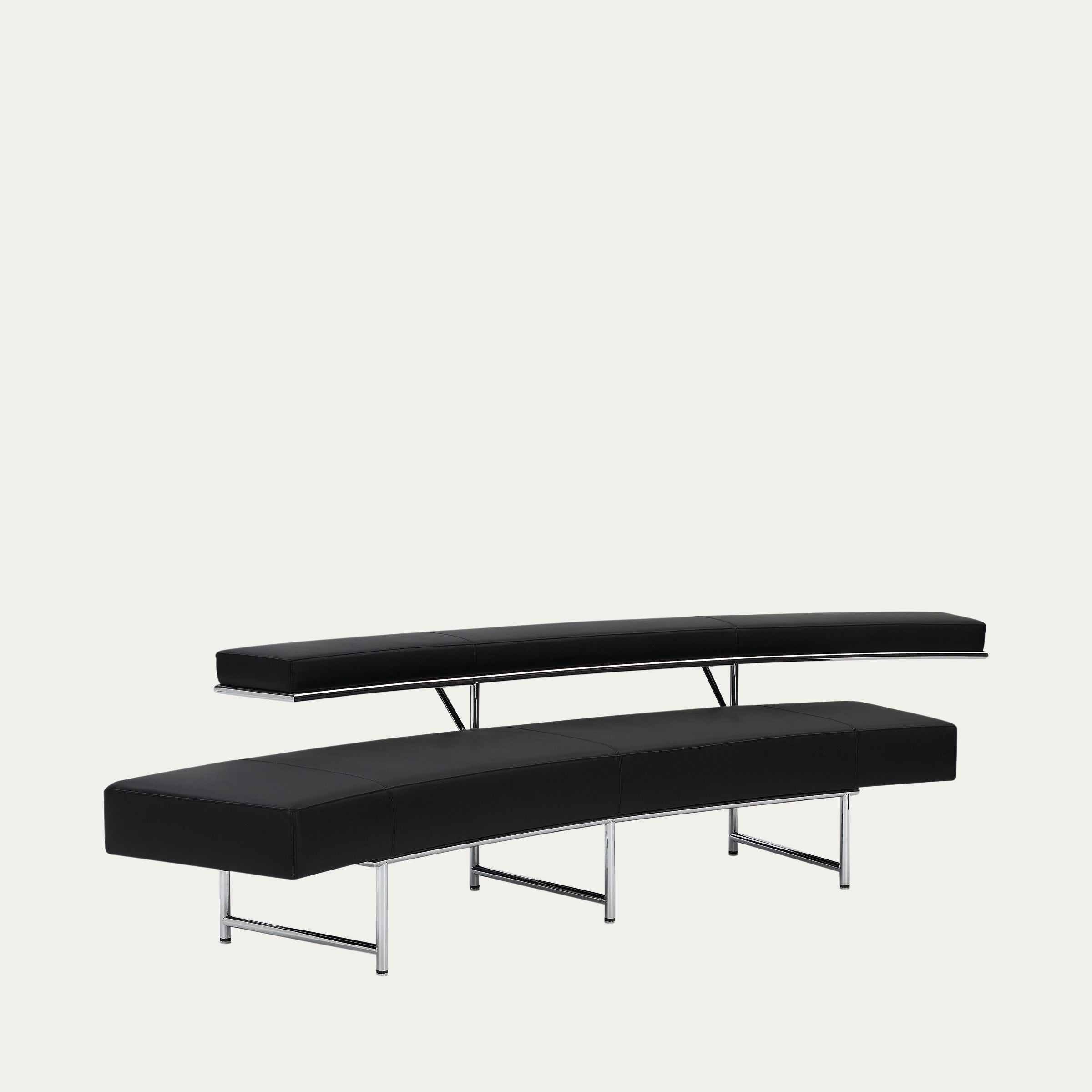 Monte Carlo Bank von Eileen Gray 1929 mit zweiteiliger Sitz- und Rückenstruktur, modernes Stahlrohrdesign