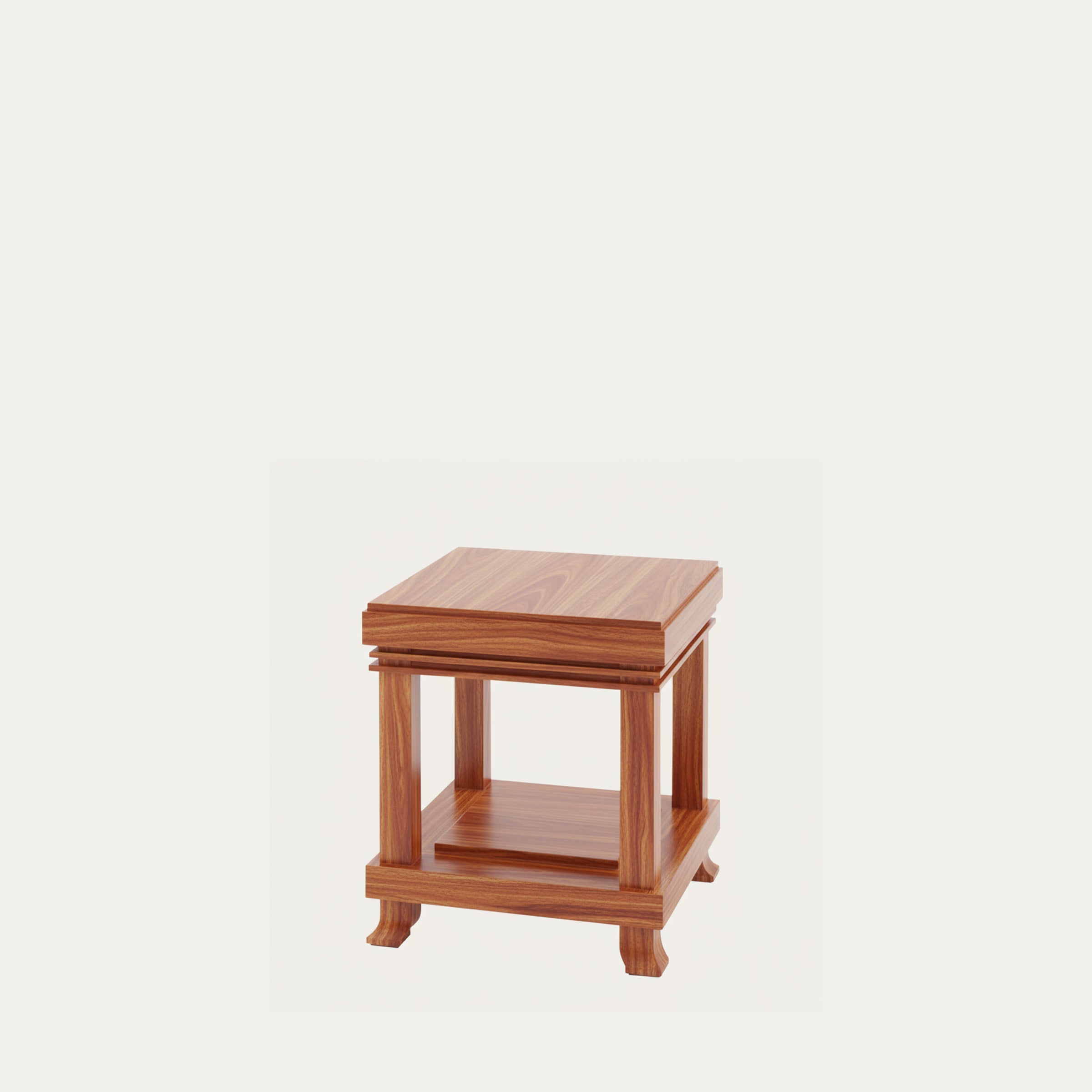 Kleiner quadratischer Robie 2 Beistelltisch von Frank Lloyd Wright in warmem Holz mit unterer Ablage