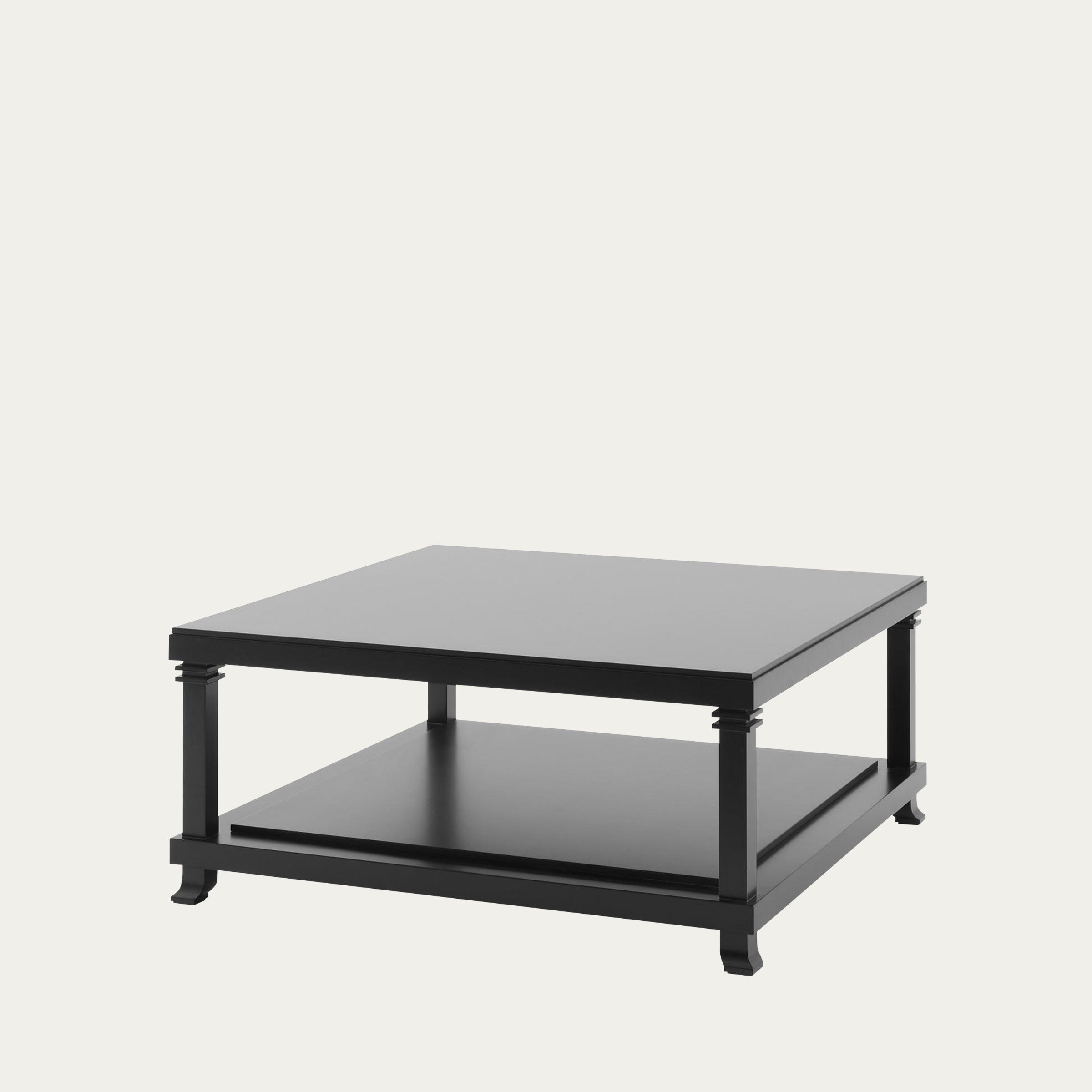 Quadratischer Robie 2 Couchtisch von Frank Lloyd Wright in schwarzem Holz mit Ablagefach unten