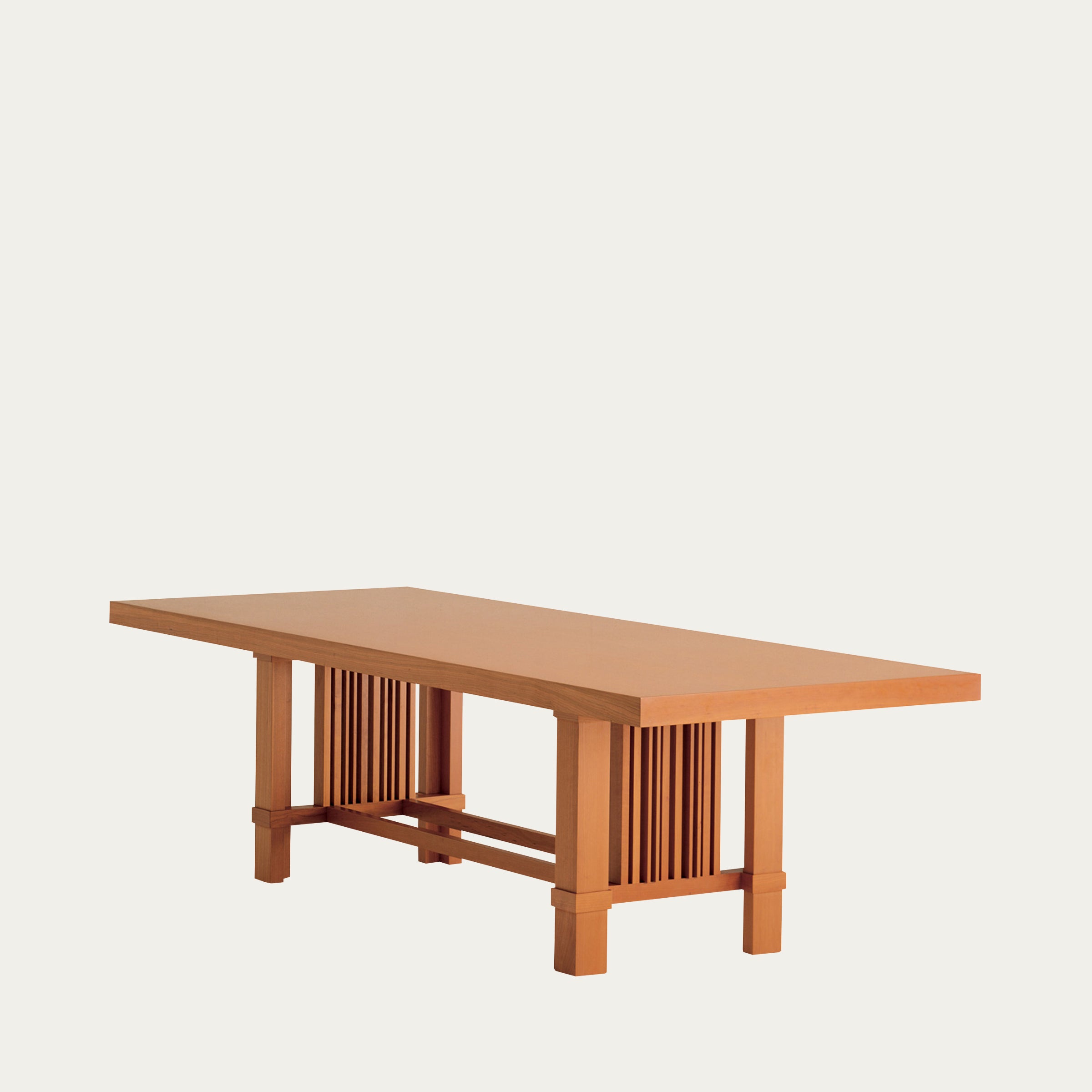 Rechteckiger Taliesin Tisch von Frank Lloyd Wright aus Holz mit charakteristischem lamellenartigen Gestell