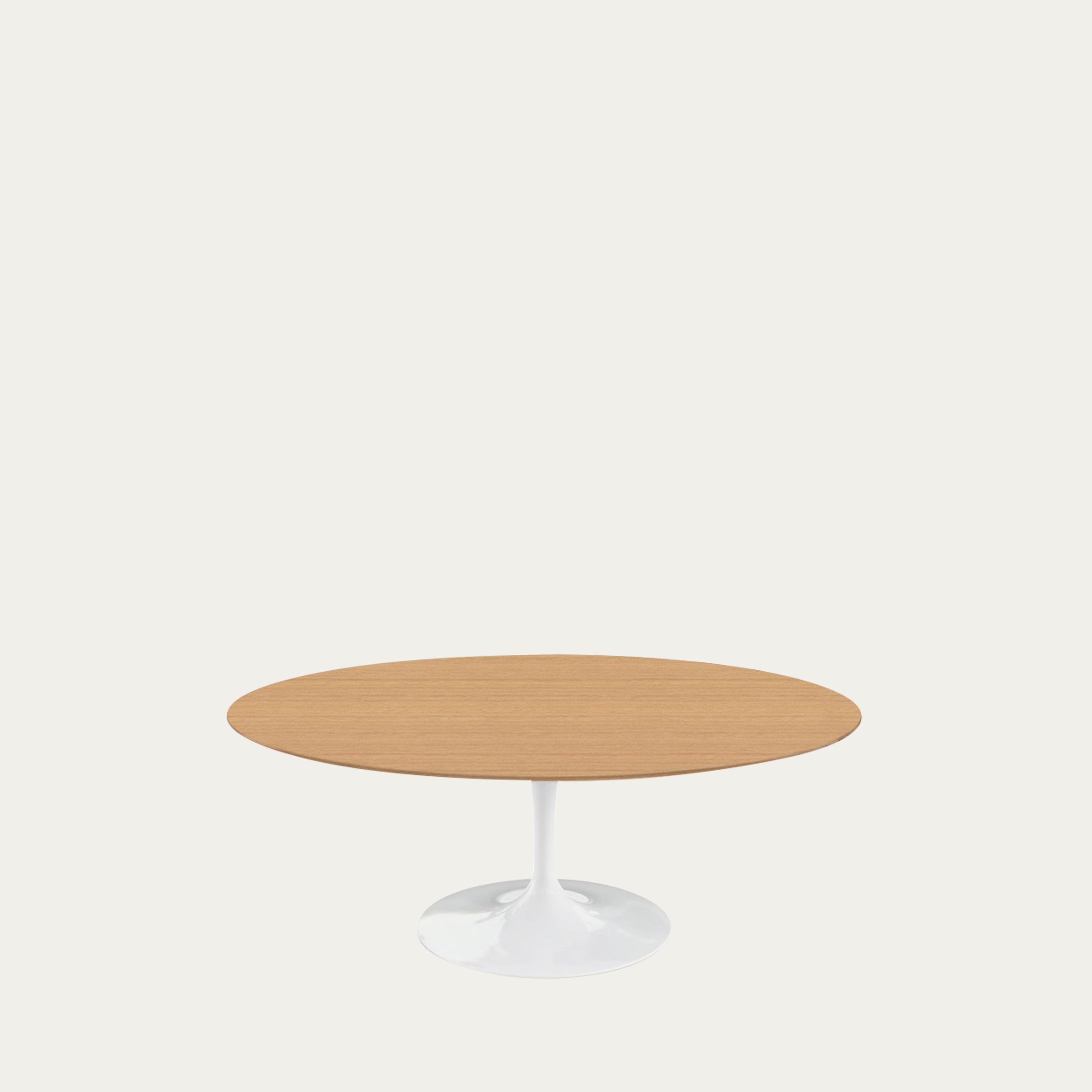 Tulip Coffee Table von Eero Saarinen 1957 mit heller Eichenholzplatte und weißem Tulpenfuß