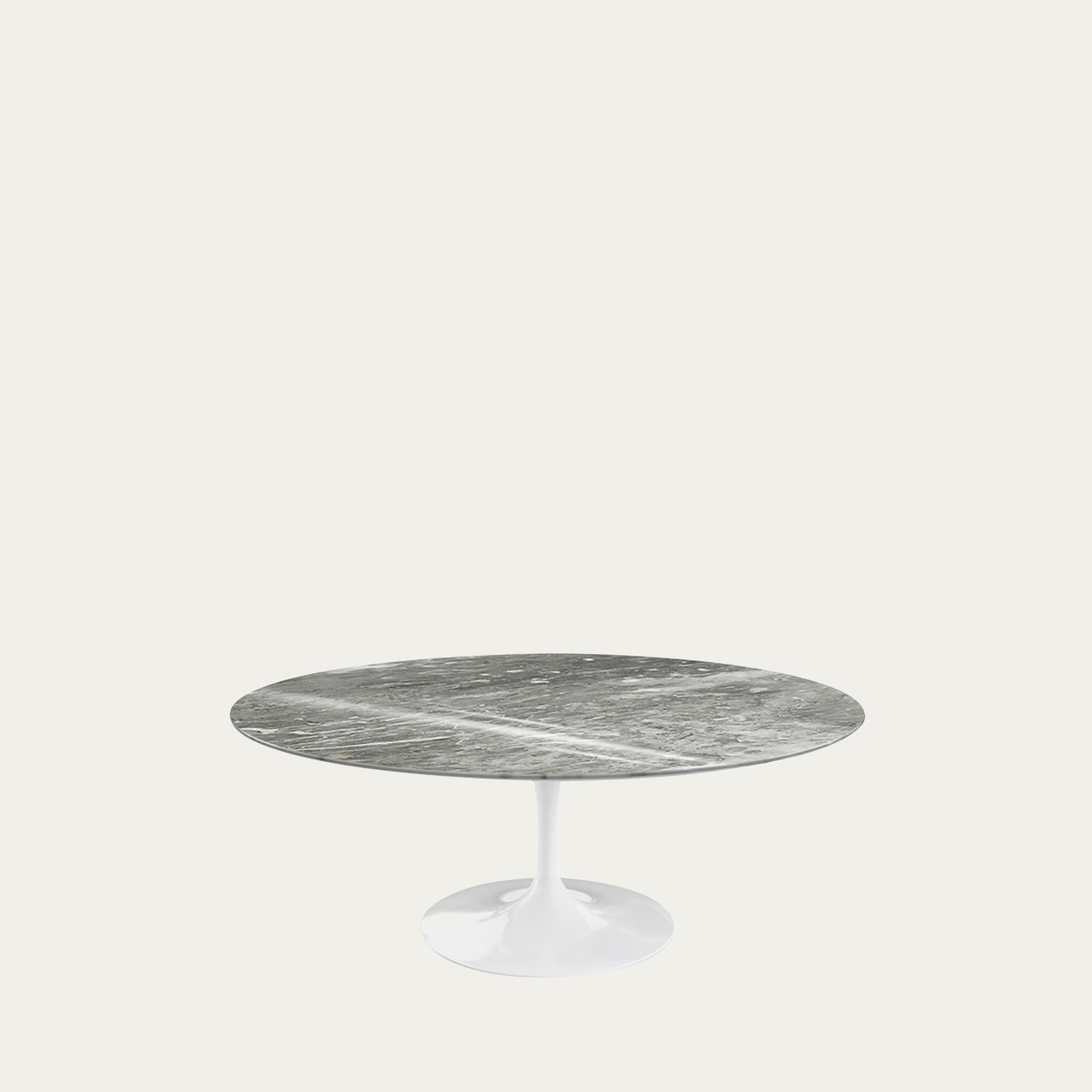 Tulip Coffee Table von Eero Saarinen 1957 mit grauer Marmorplatte und weißem Sockel