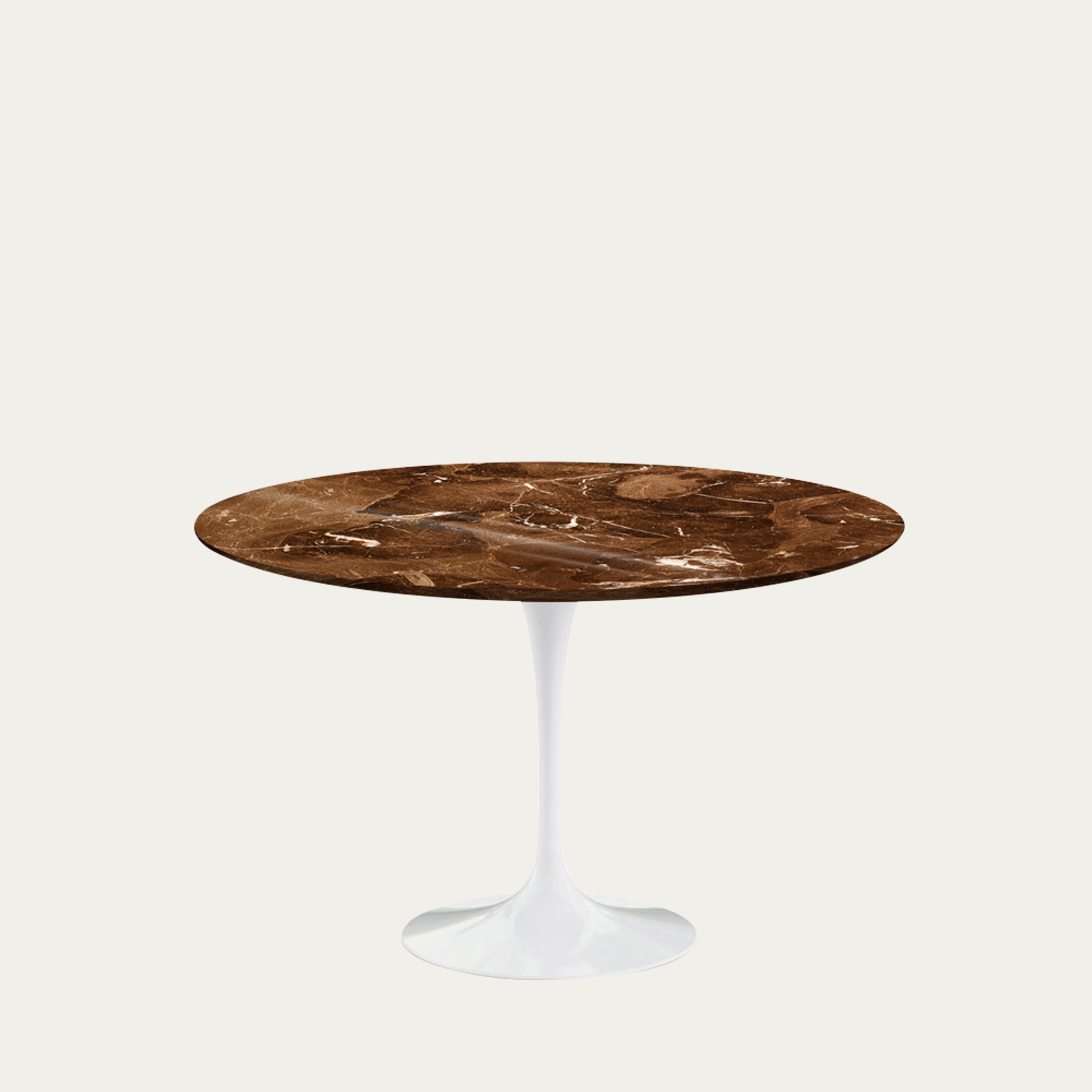 Runder Tulip Table von Eero Saarinen 1957 mit schwarzer Marmorplatte und weißem Tulpenfuß