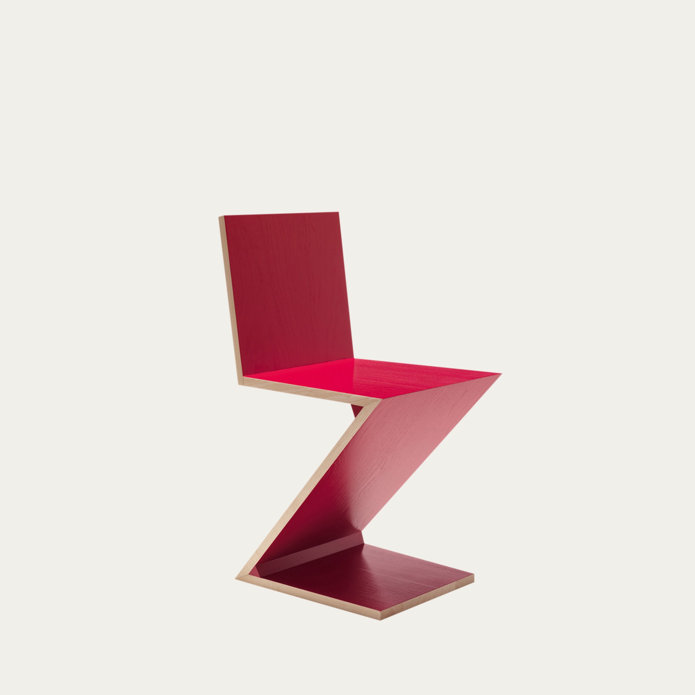 Roter Zig Zag Stuhl von Gerrit Thomas Rietveld – ikonischer Z-förmiger Holzstuhl aus dem Jahr 1934